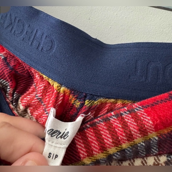 Aerie Flannel Skater Red Plaid Pajama PJ Matching Set Sleep Size Small Pants Top - Picture 8 of 13